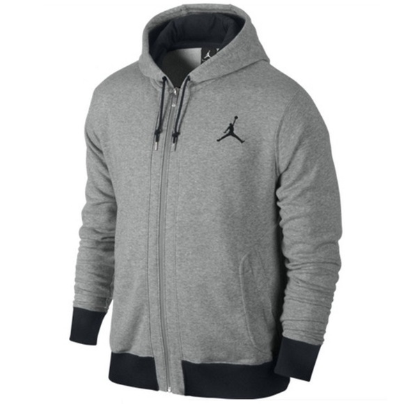 Nike Air Jordan All Around FZ Hooded Zip Front Gray Black Jacket Medium - Picture 12 of 12